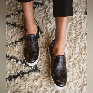 NEW BED STU Harry Black Weathered Leather Slip On Sneaker Men’s Size 8